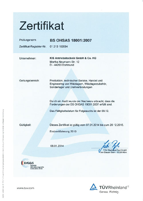 Zertifikat 18001：2007
